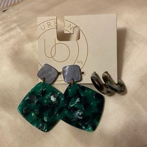 Tortoise shell statement earring pair